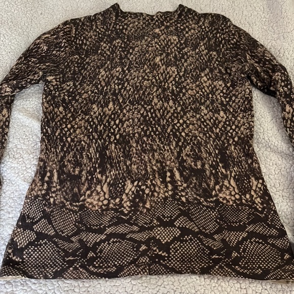 Brown snake print cardigan sweater M python medium weight fitted knit 🐍 - Picture 5 of 7
